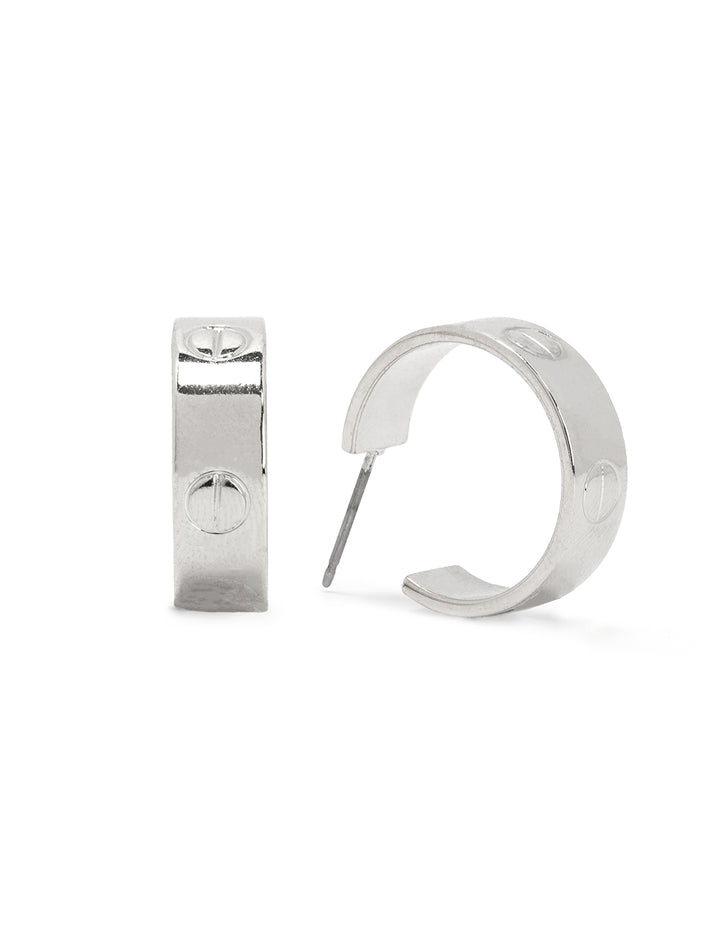Front view of AV Max nailhead hoops in silver.