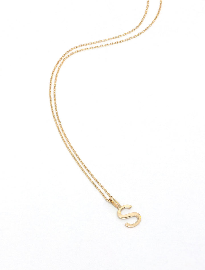 14k initial charm - S