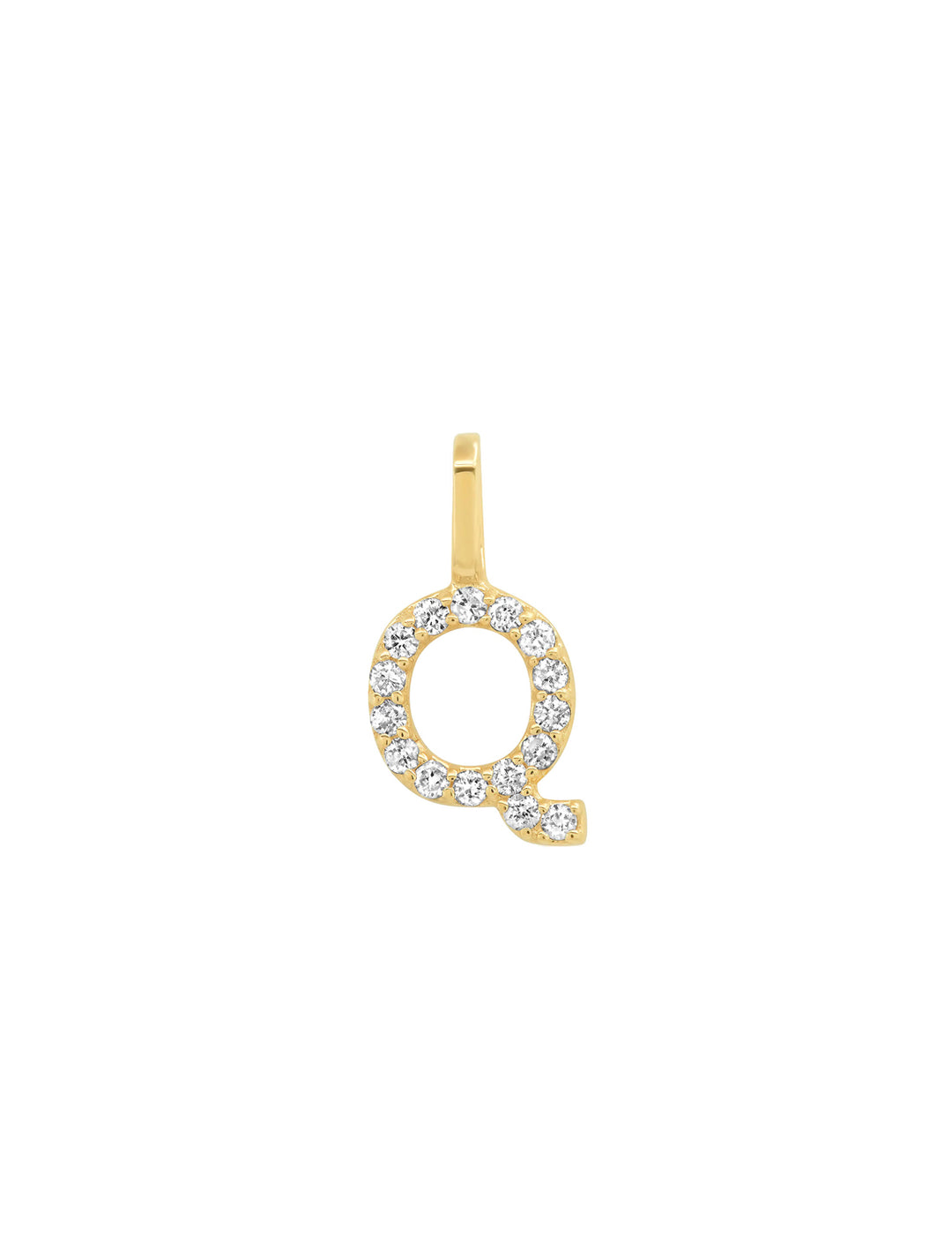 14k pave diamond initial charm - Q