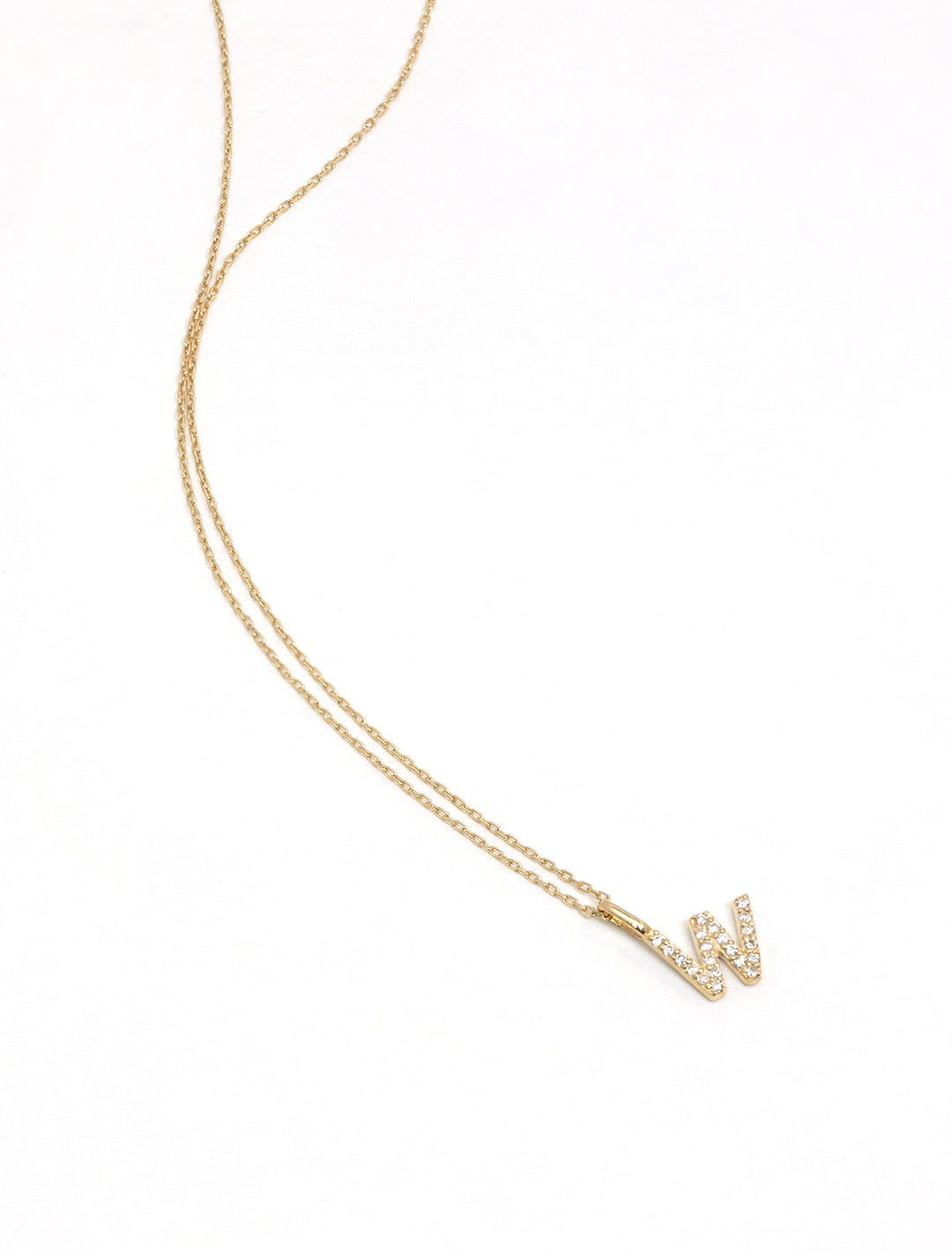 14k pave diamond initial charm - W