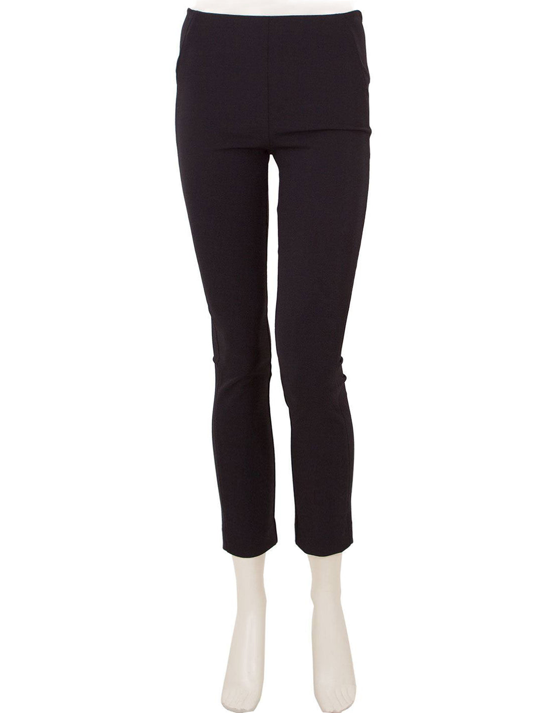 Front view of Veronica Beard's zip back scuba pant in black.