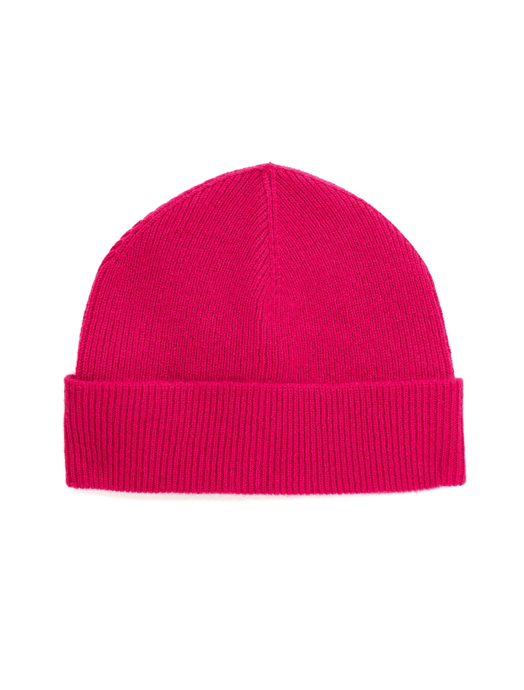 Front view of Jumper 1234's ribbed turnback hat in cherry.