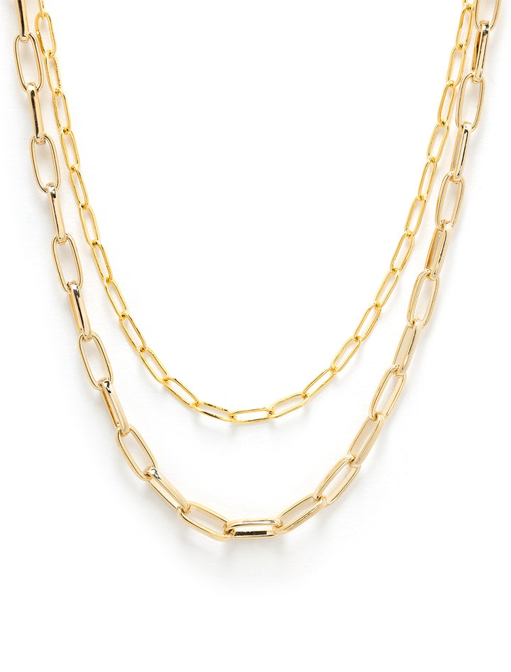 Front view of AV Max's double layered paper clip necklace.