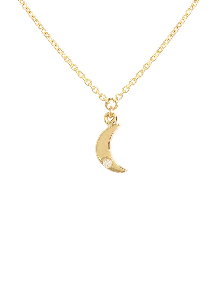 14k and diamond moon pendant necklace