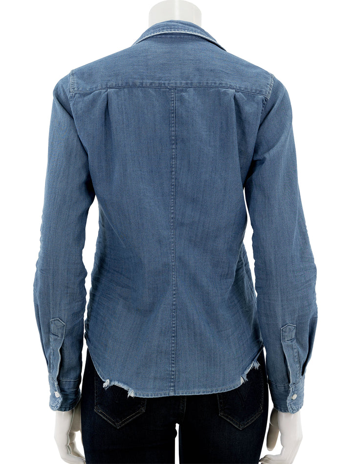 back view of barry in vintage stonewashed indigo