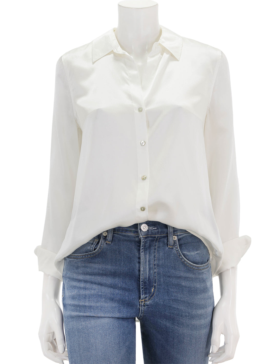 Front view of L'agence's tyler blouse in ivory.