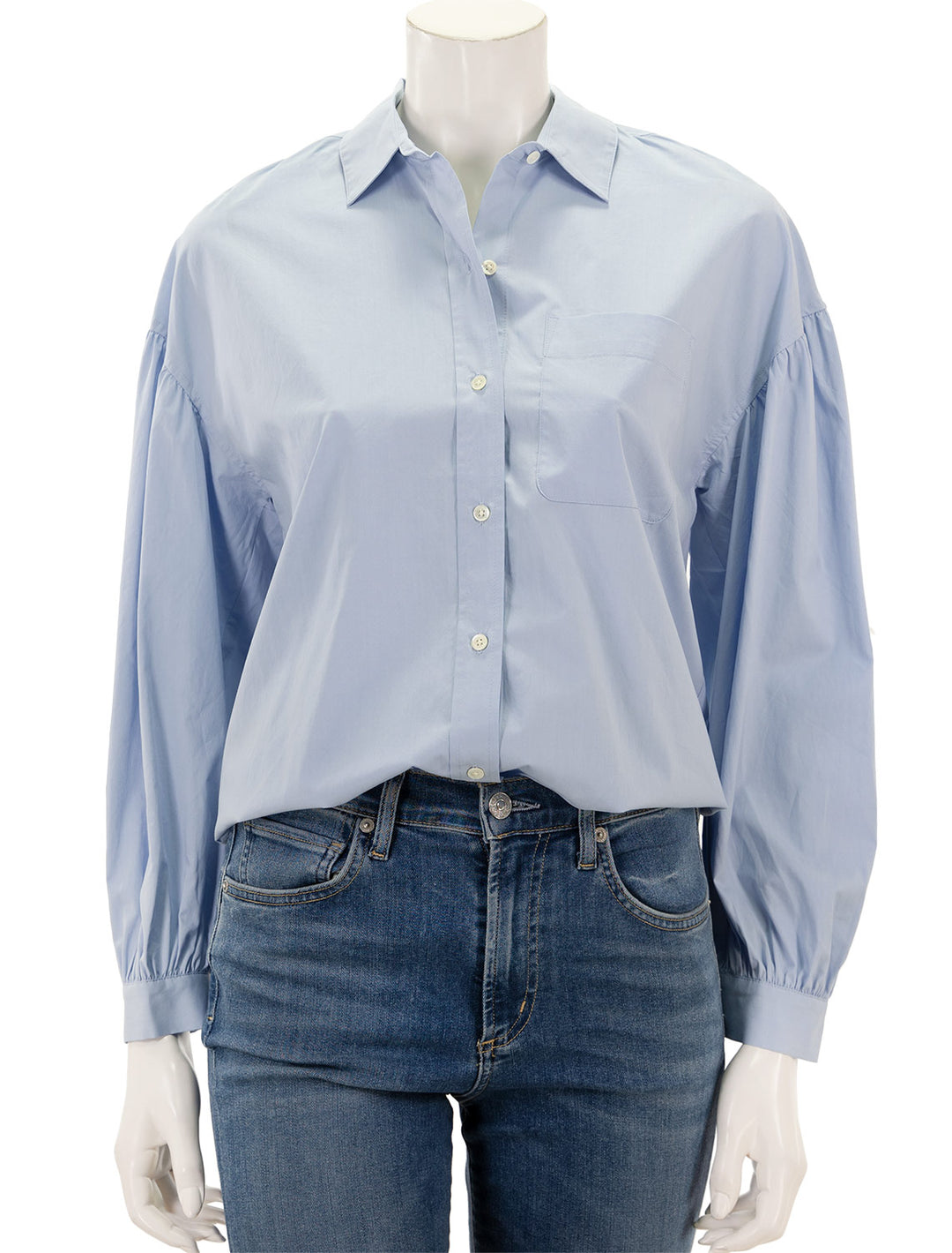Front view of Rails' janae shirt in blue jay.