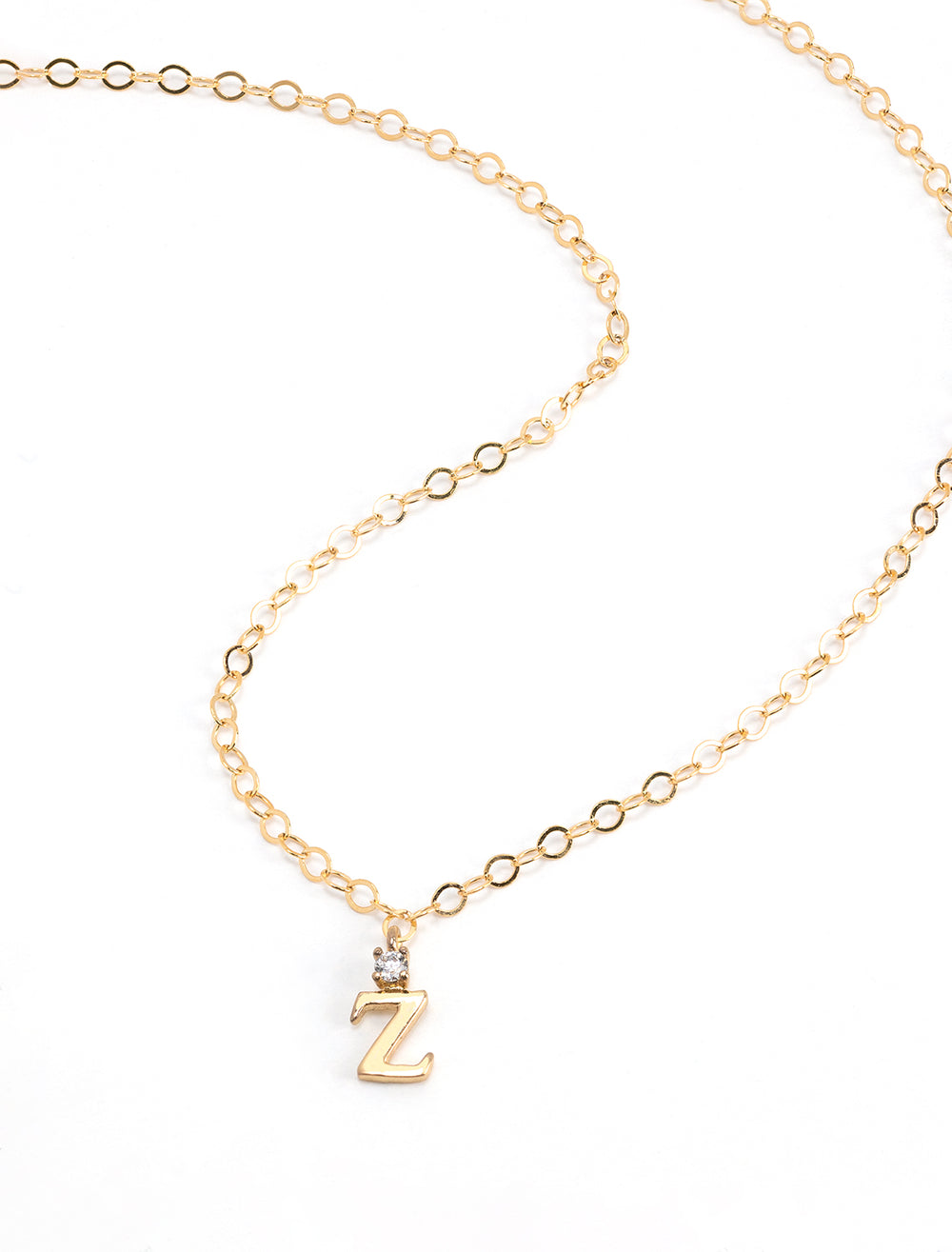 initial and cz necklace in gold | Z