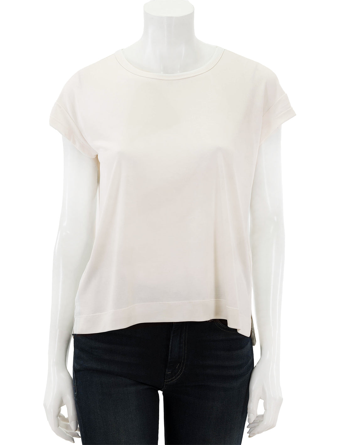 Front view of Splendid's arlo sandwashed tee in moonstone.
