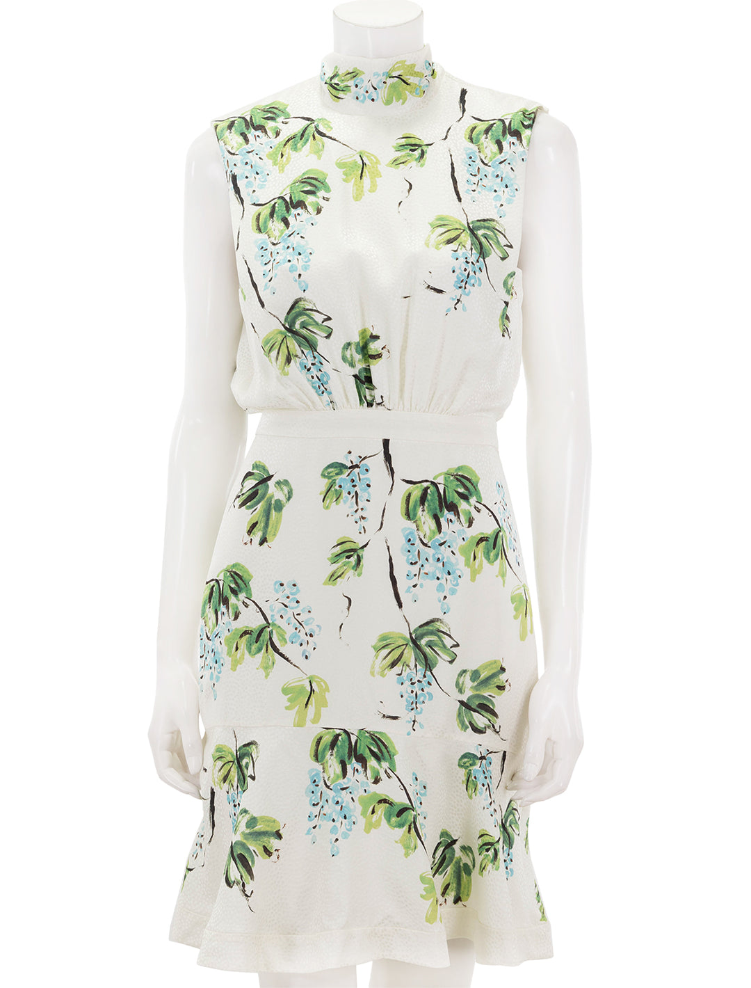 Front view of Saloni's fleur short dress in blueberry placement.