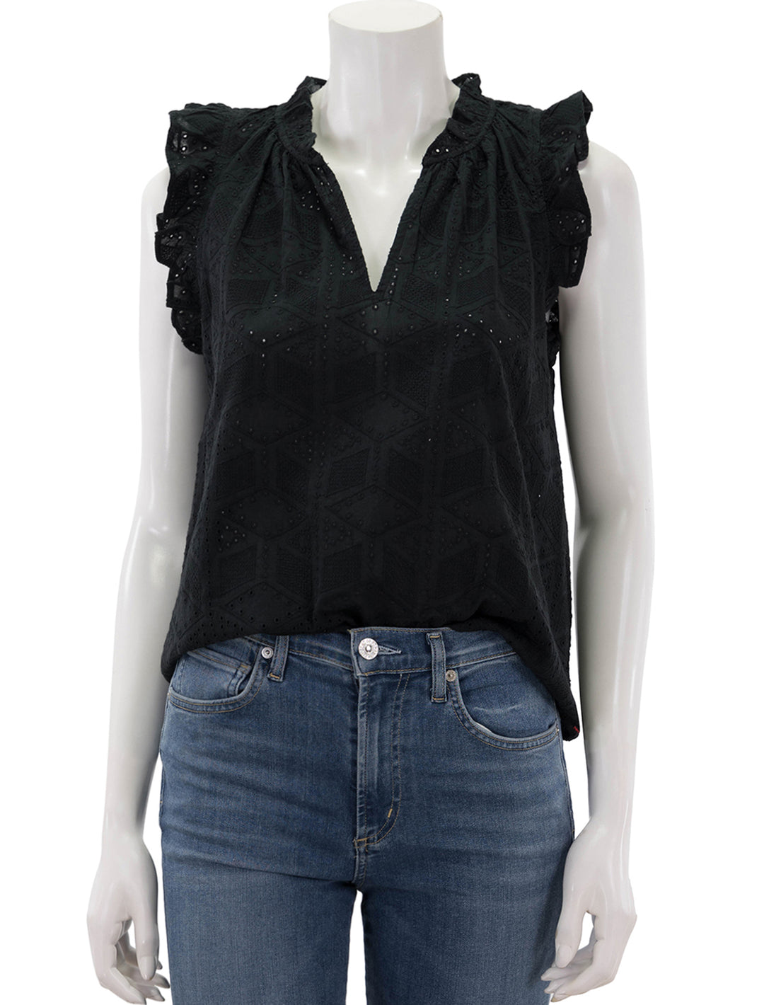 Front view of Xirena's bex top in black.
