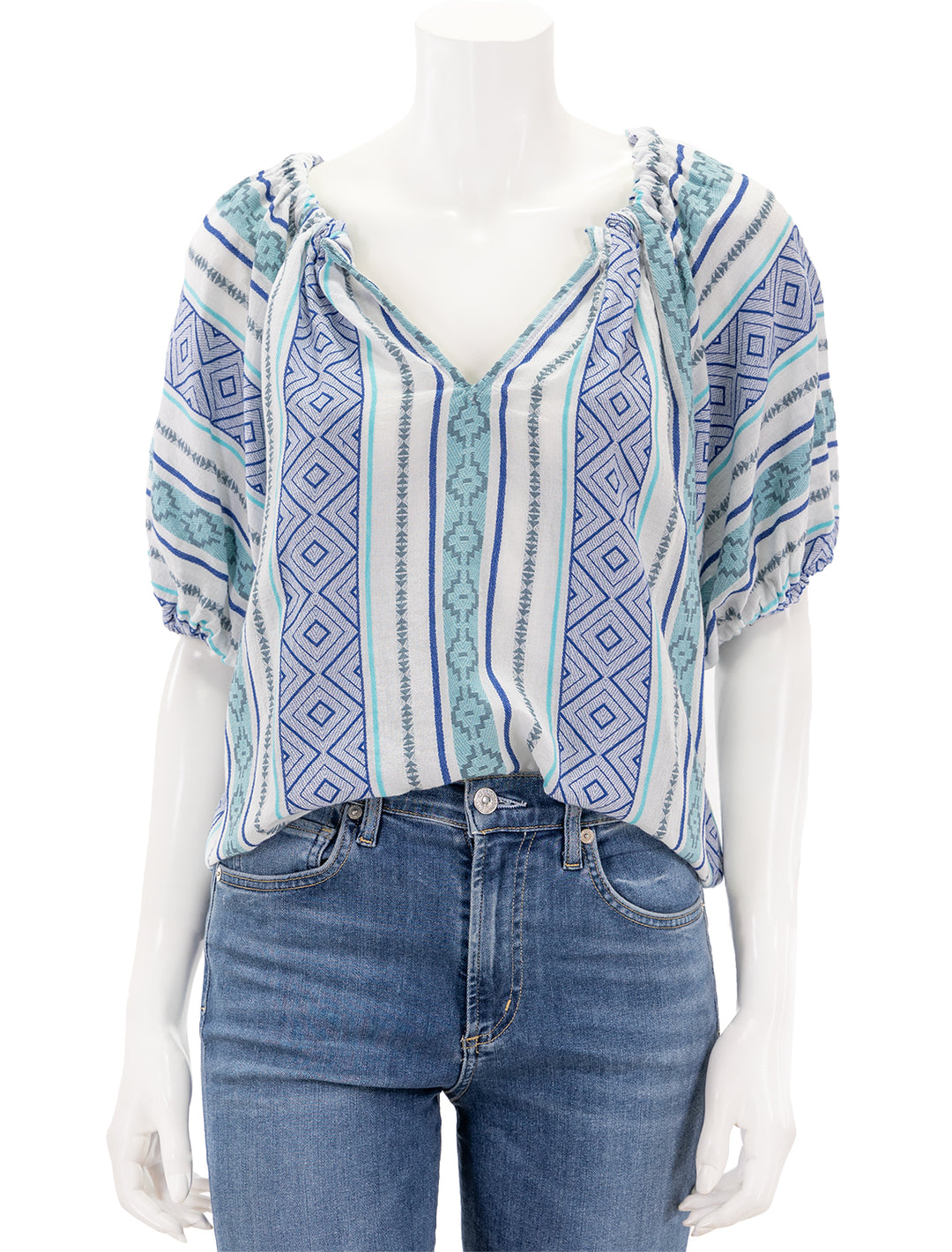 Front view of Velvet's kimmy top in blue.