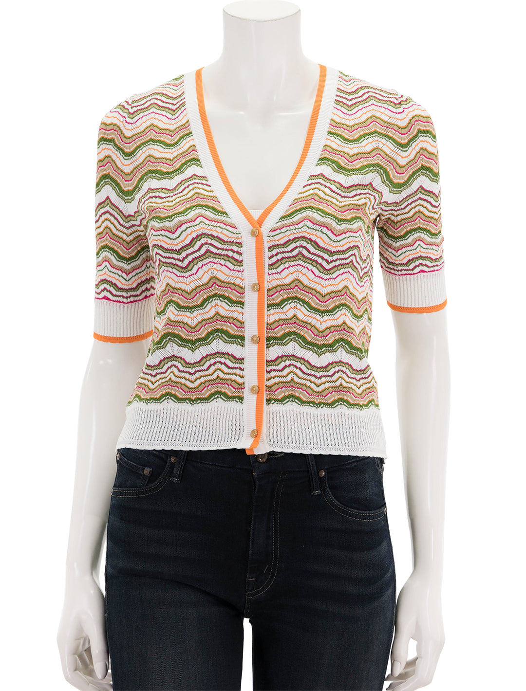 Front view of Veronica Beard's varia cardigan in multi.