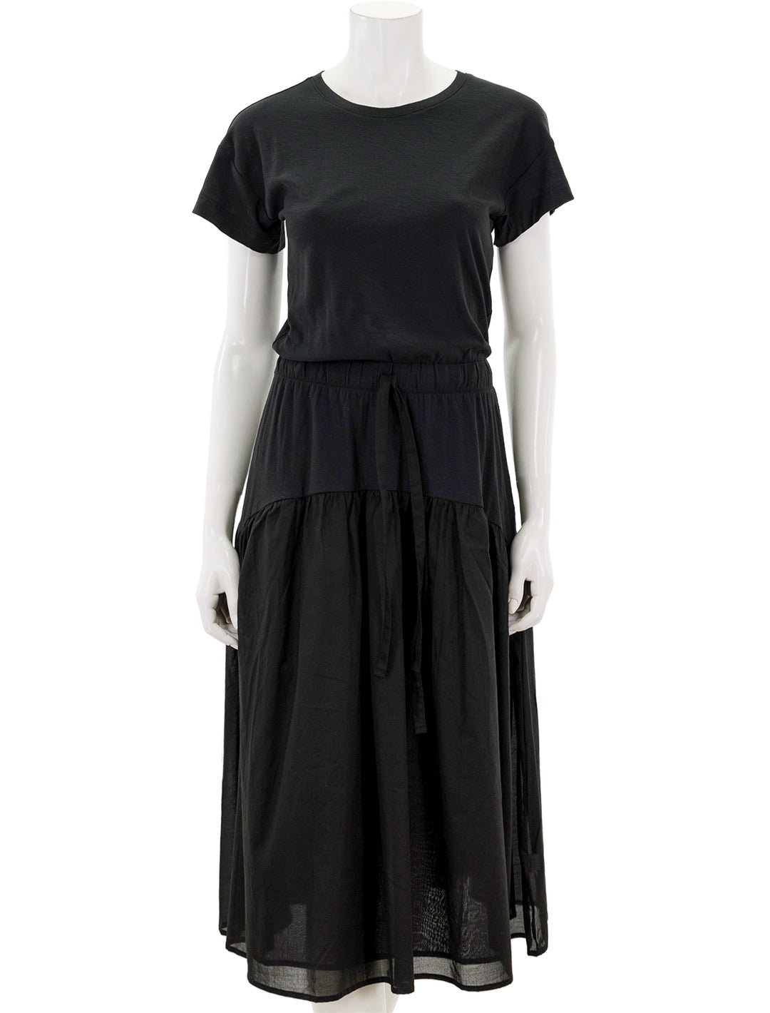 Front view of Nation LTD's azalia combo shirt dress in black.