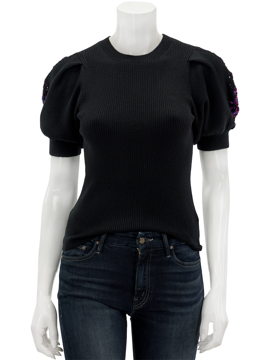 Front view of Ulla Johnson's harper top in noir.