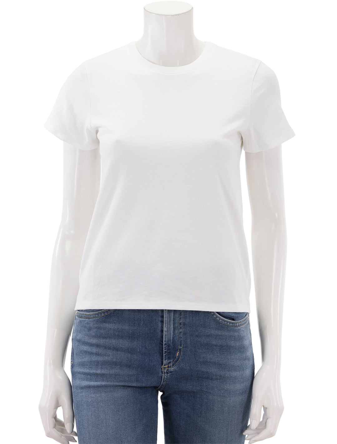 Front view of ATM's heavyweight jersey crew neck tee in white.