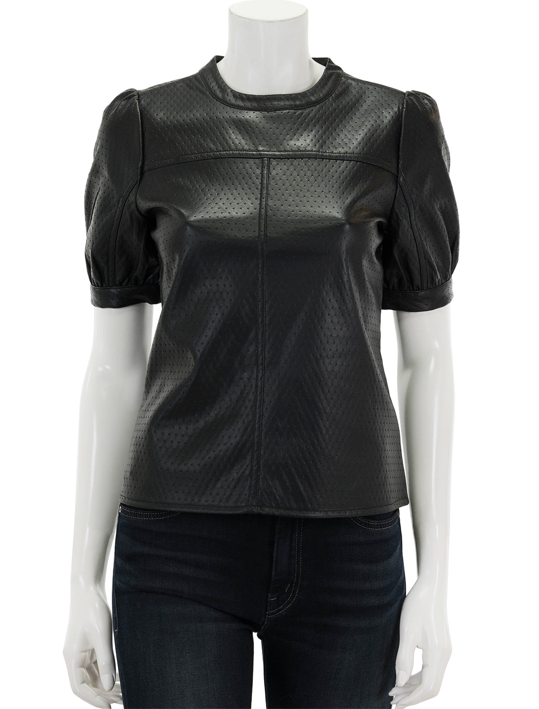 Front view of Steve Madden's miller top in black.