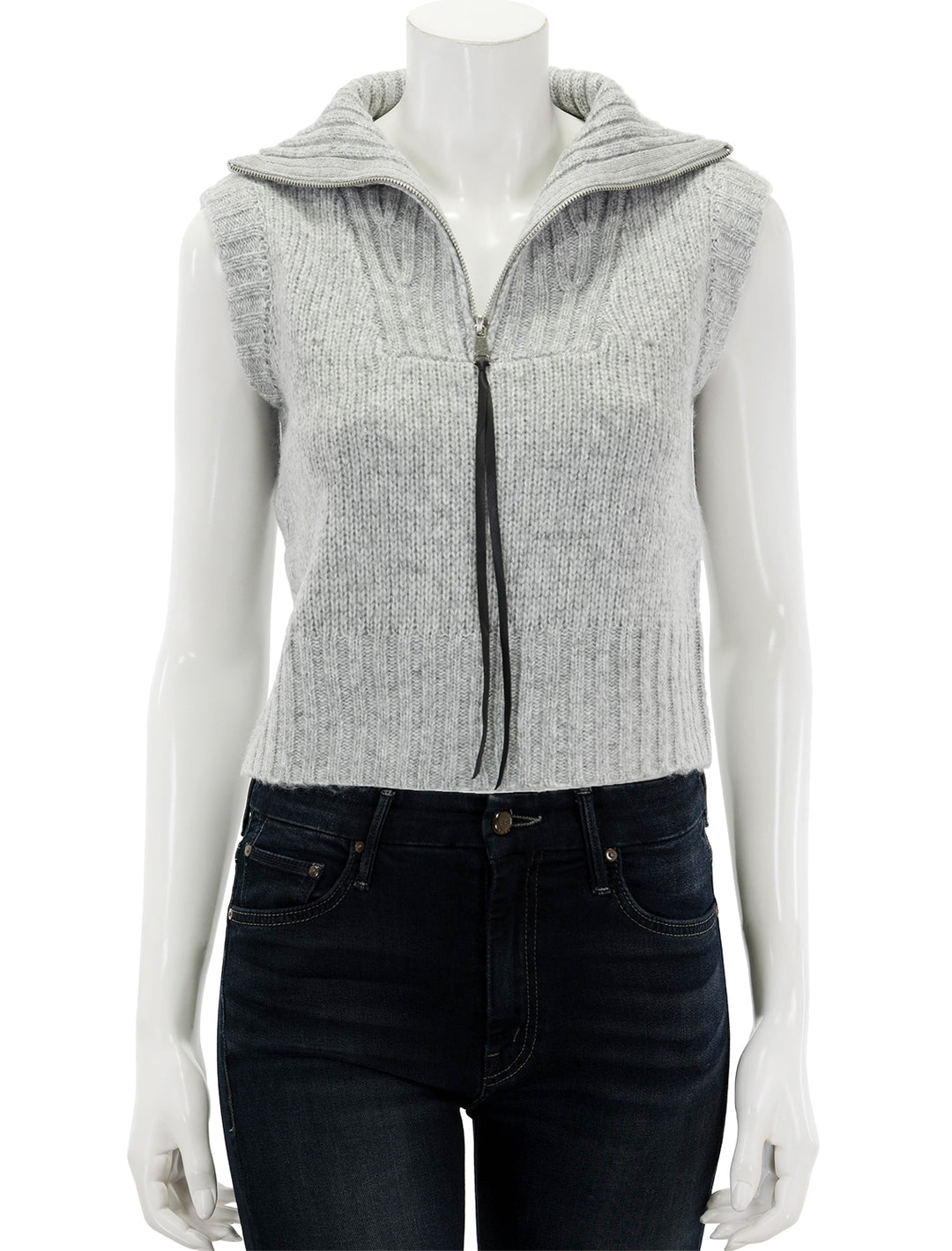 Front view of Steve Madden's karter sweater vest in heather grey.