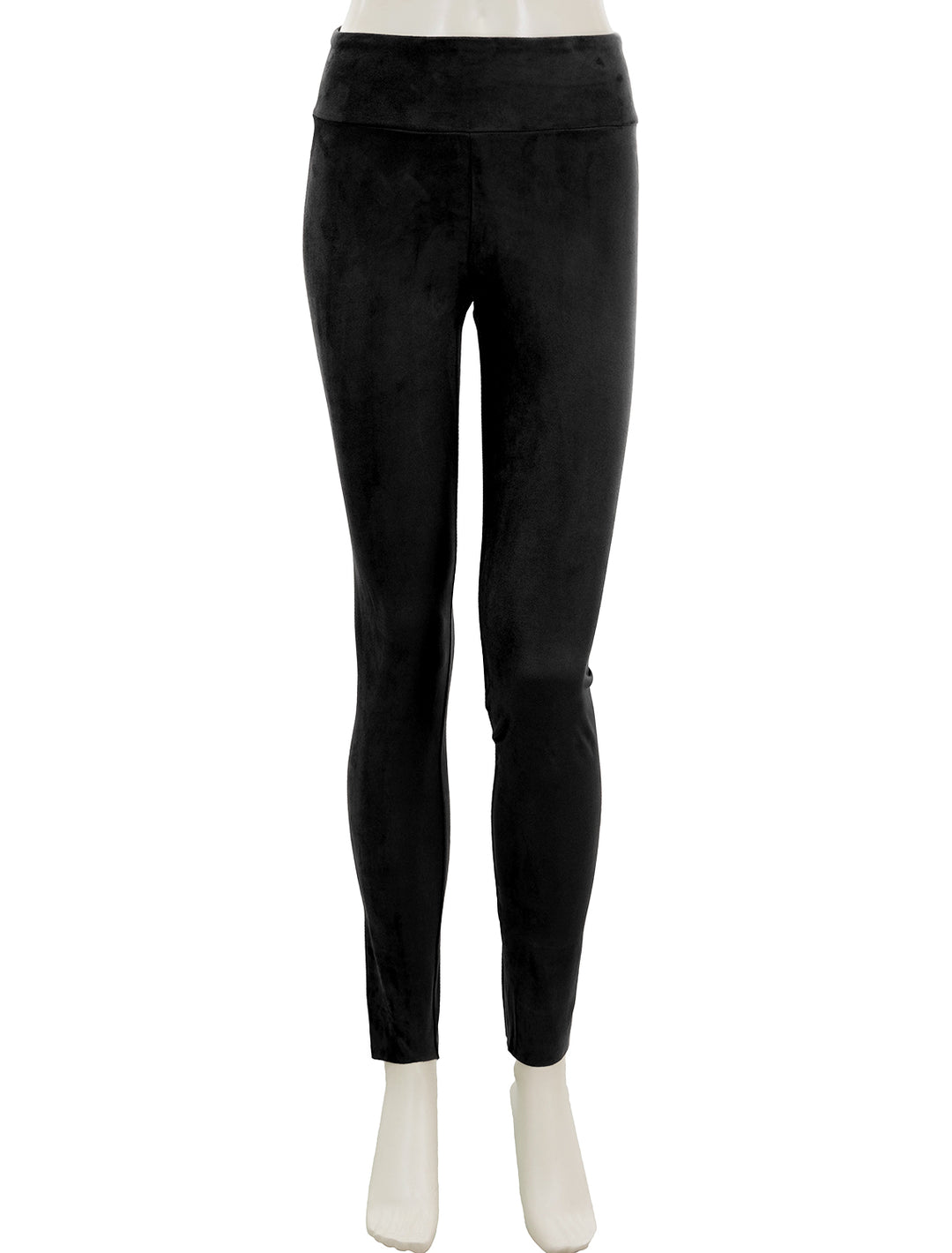 Front view of Splendid's vegan suede leggings in black.