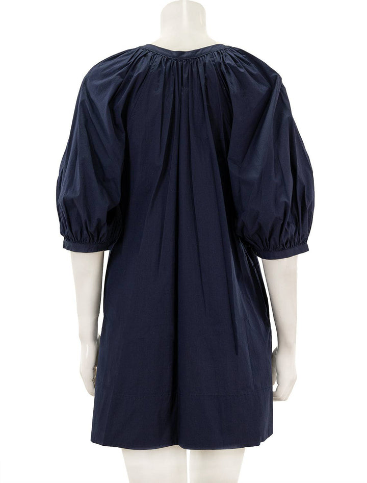 Back view of STAUD's mini vincent dress in navy.