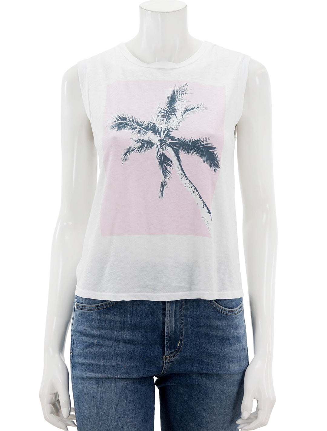 Front view of Sundry's palm tree muscle tank.
