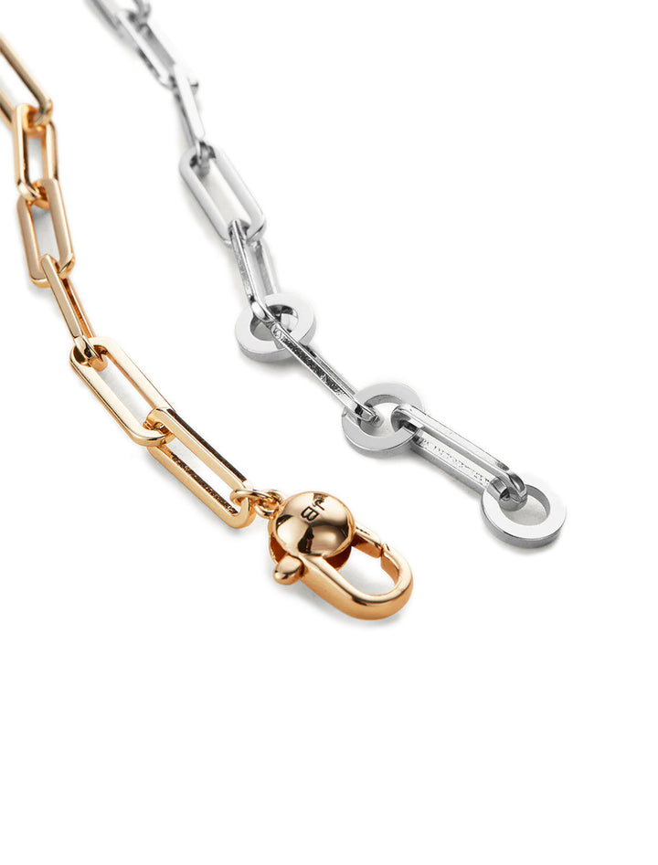 Close up view of Jenny Bird's andi slim chain in two tone.