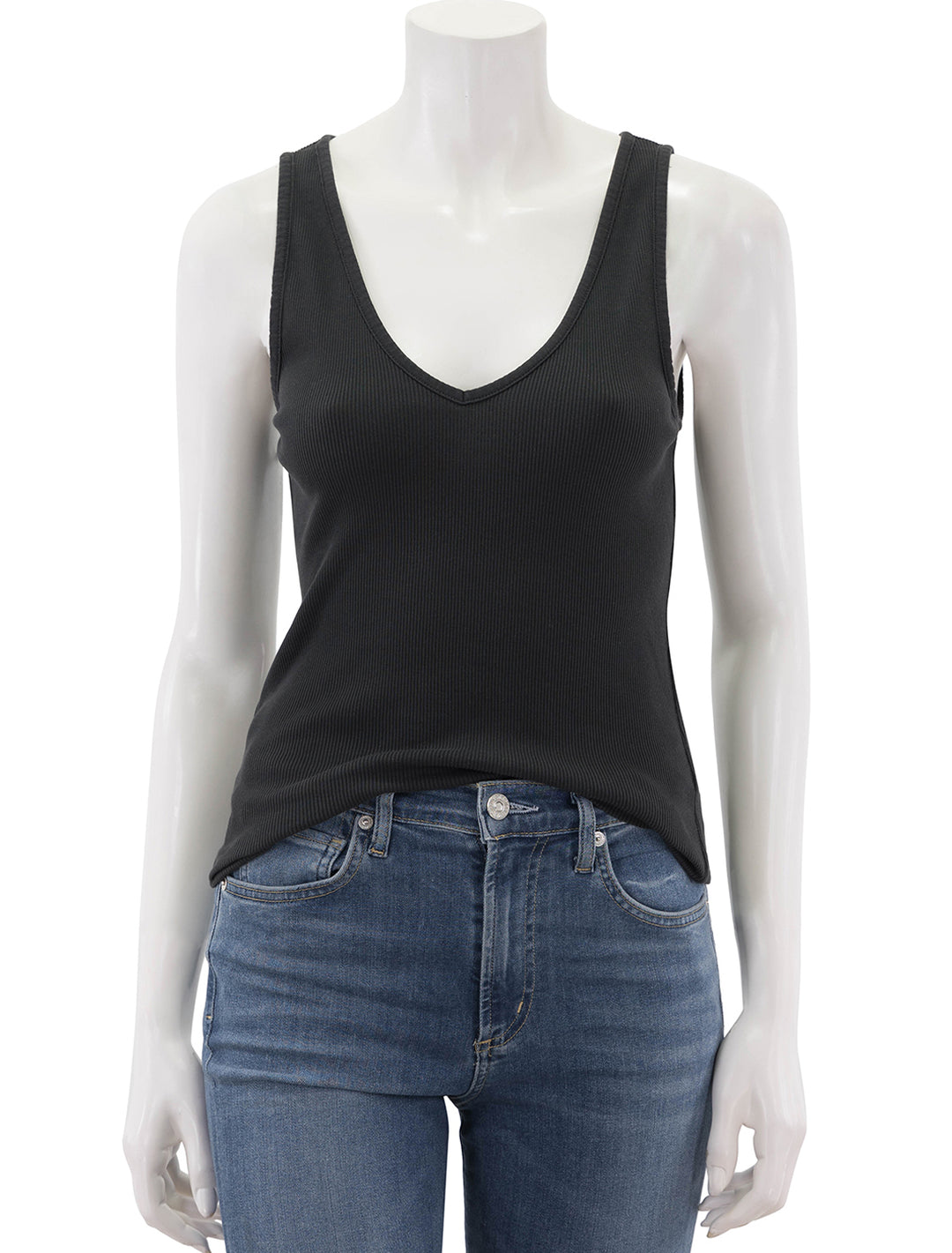 Front view of AMO's deeply tank in vintage black.