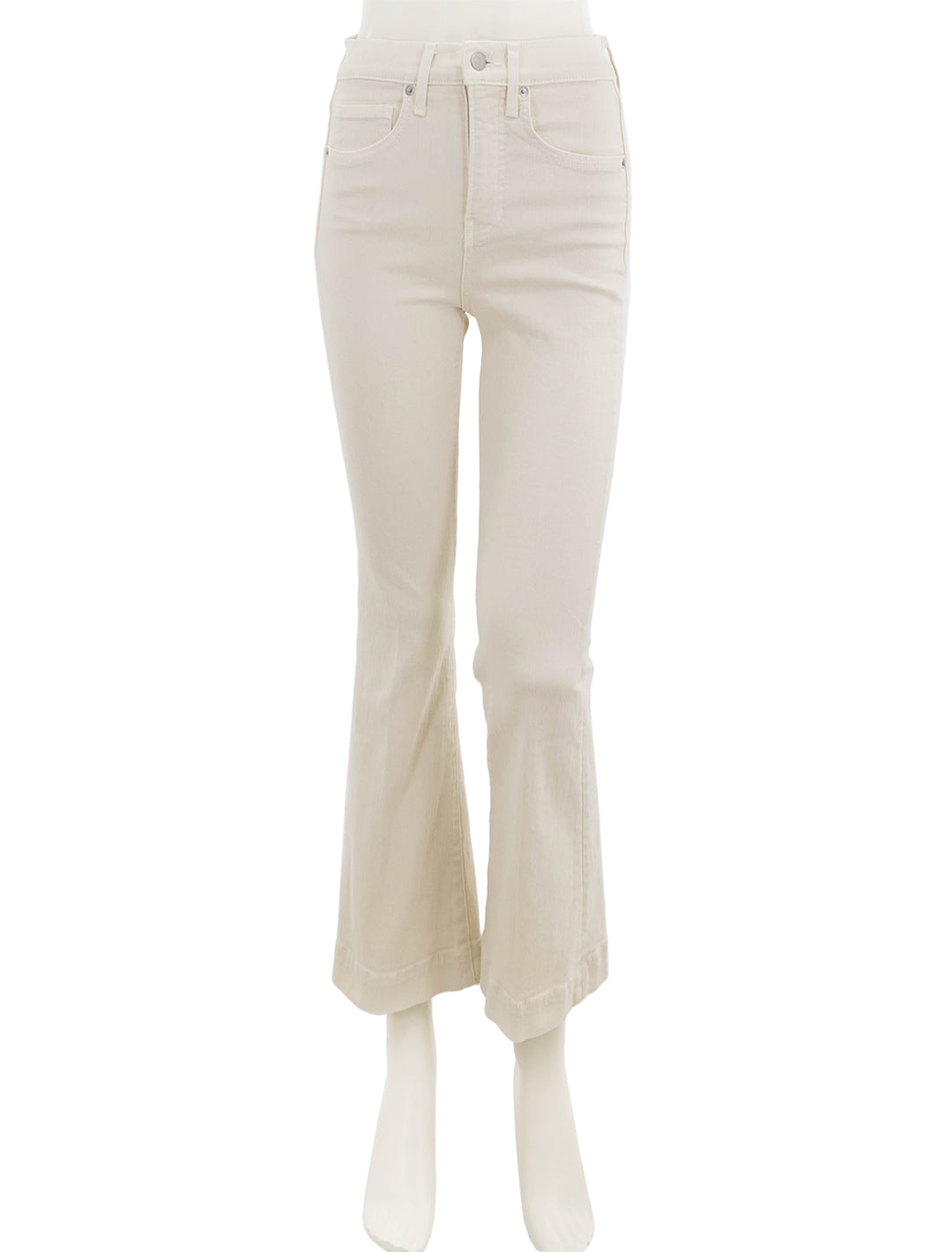 Front view of Veronica Beard's carson high rise ankle flare in ecru.