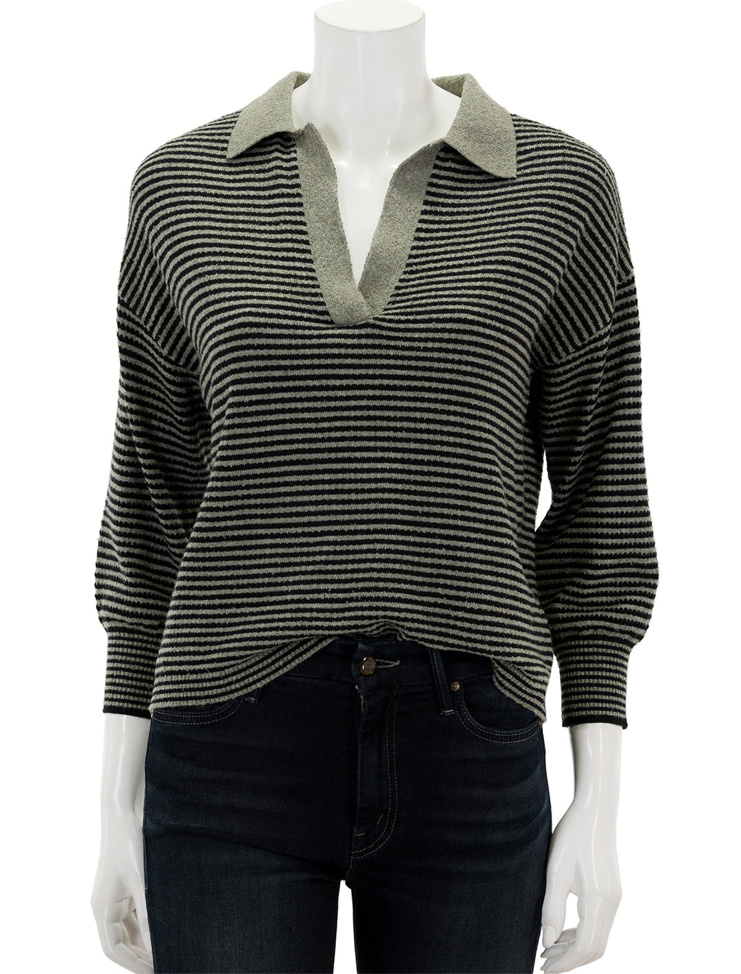 Front view of Lilla P.'s easy polo sweater.