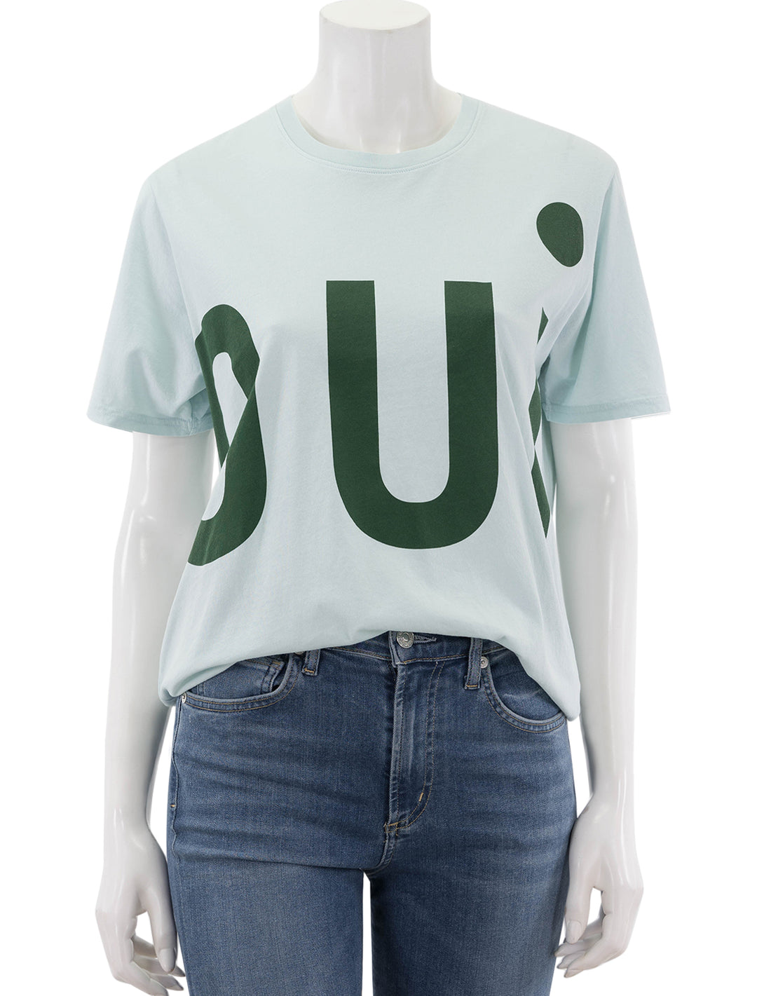 Front view of Clare V.'s original tee in sky blue.