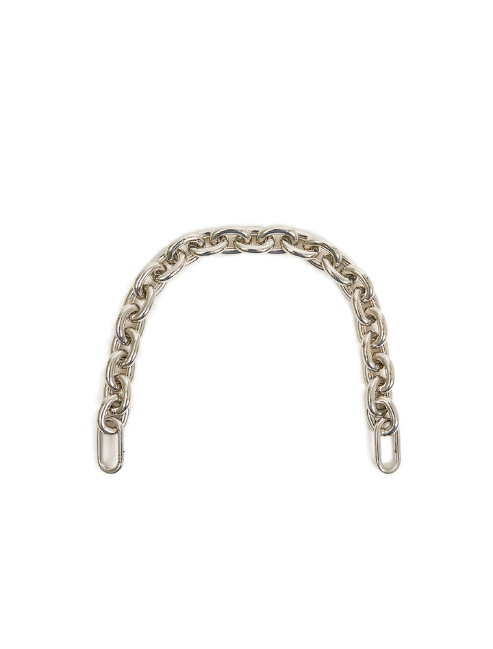 Front view of Clare V.'s shortie strap in silver.