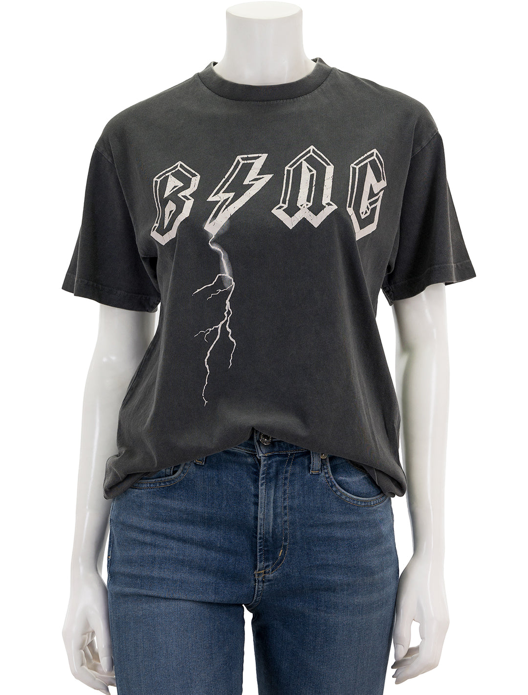 Front view of Anine Bing's bing bolt tee in black.