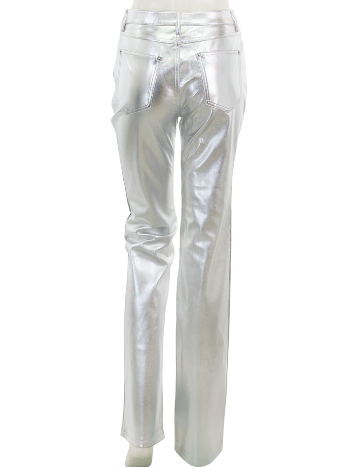 Back view of STAUD's chisel pant in silver.