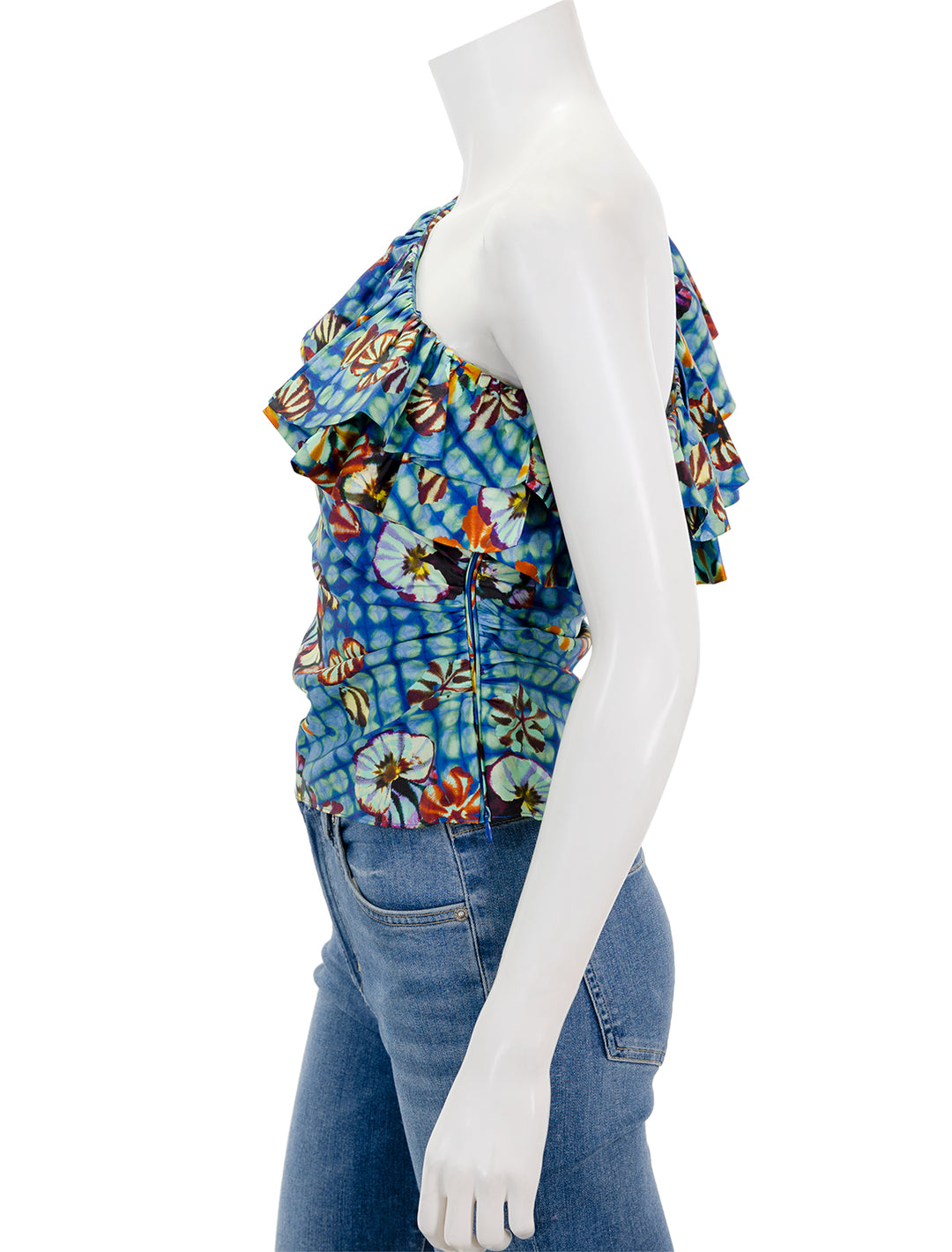 Side view of Ulla Johnson's adaleigh top in azul.
