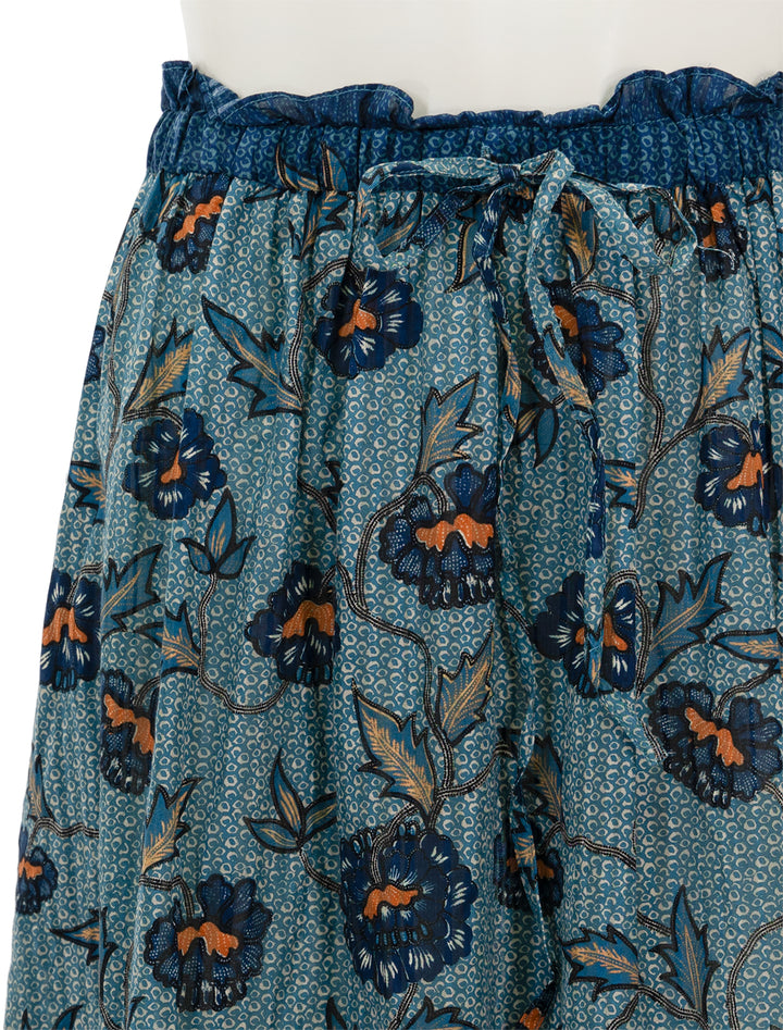 Close-up view of Ulla Johnson's alice skirt in cornflower.