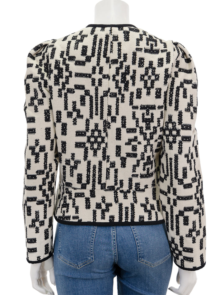 Back view of Isabel Marant Etoile's deliona jacket in black and white.