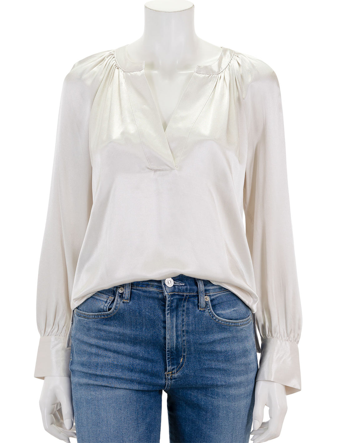 Front view of Rails' wynna blouse in ivory.
