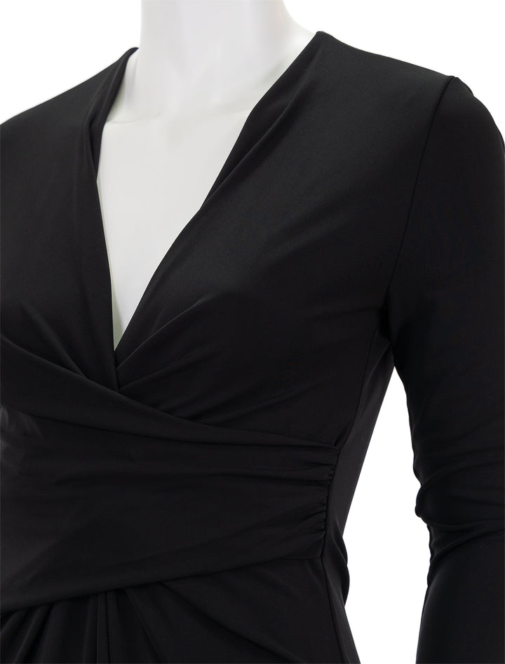 Close-up view of Velvet by Graham & Spencer's Eliana Dress in Black Matte Jersey.