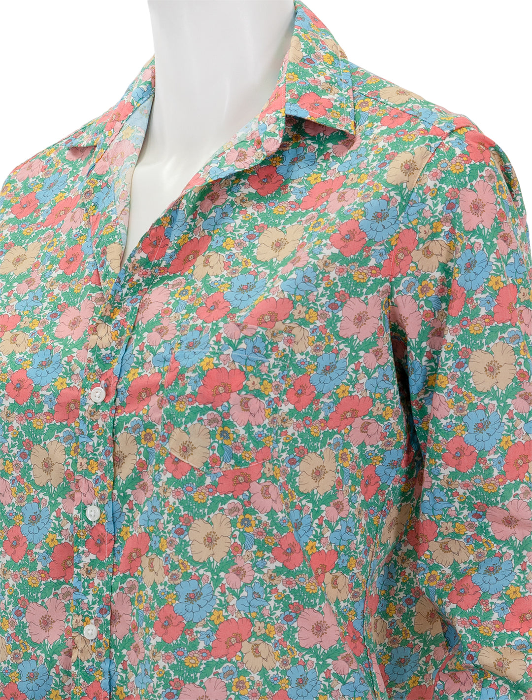 Close-up view of Frank & Eileen's eileen in pink, green and blue floral.