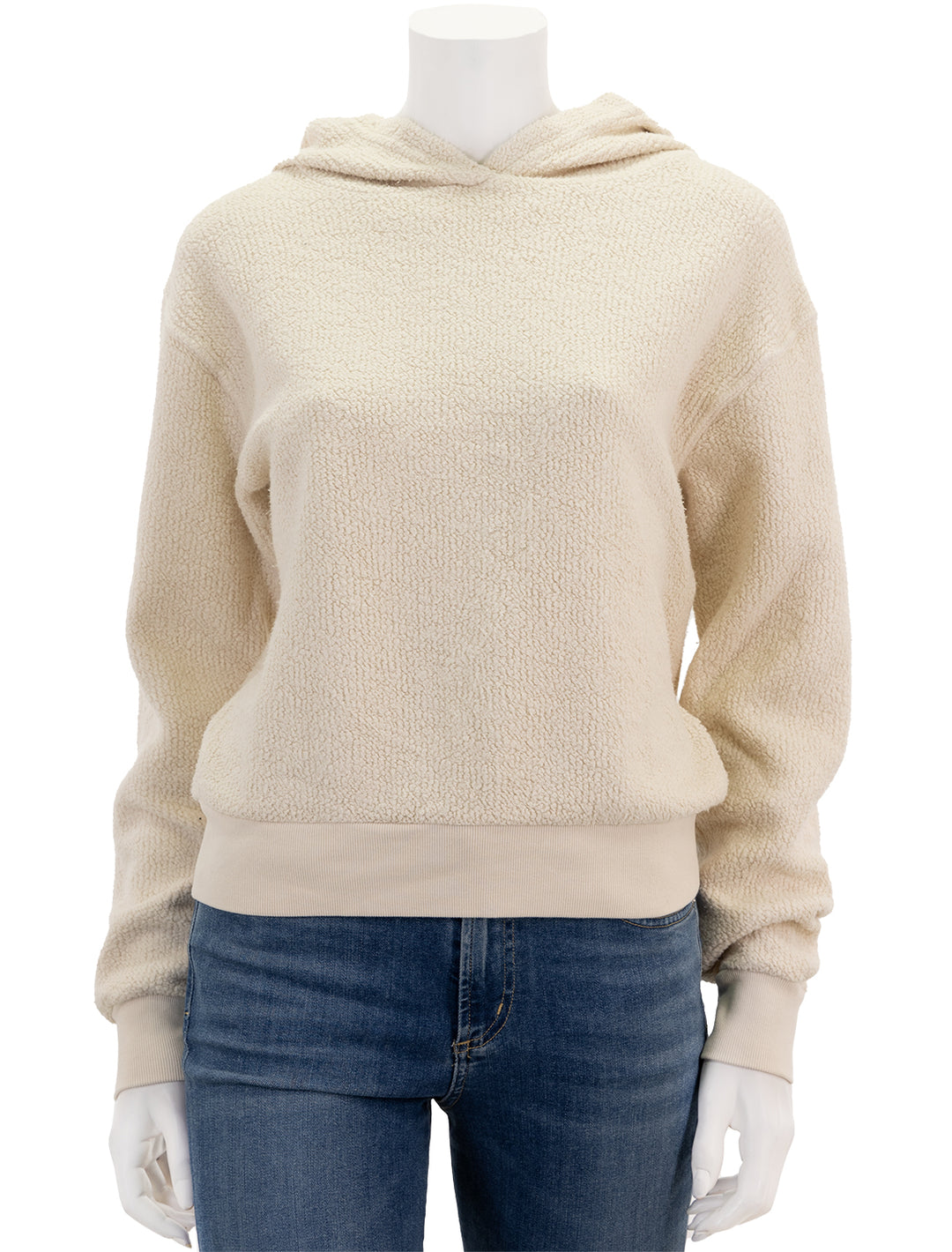 Front view of Perfectwhitetee's reese hoodie in sugar.