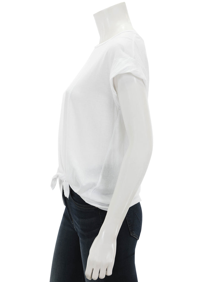 Side view of Sundry's muscle tee with side slit in white.