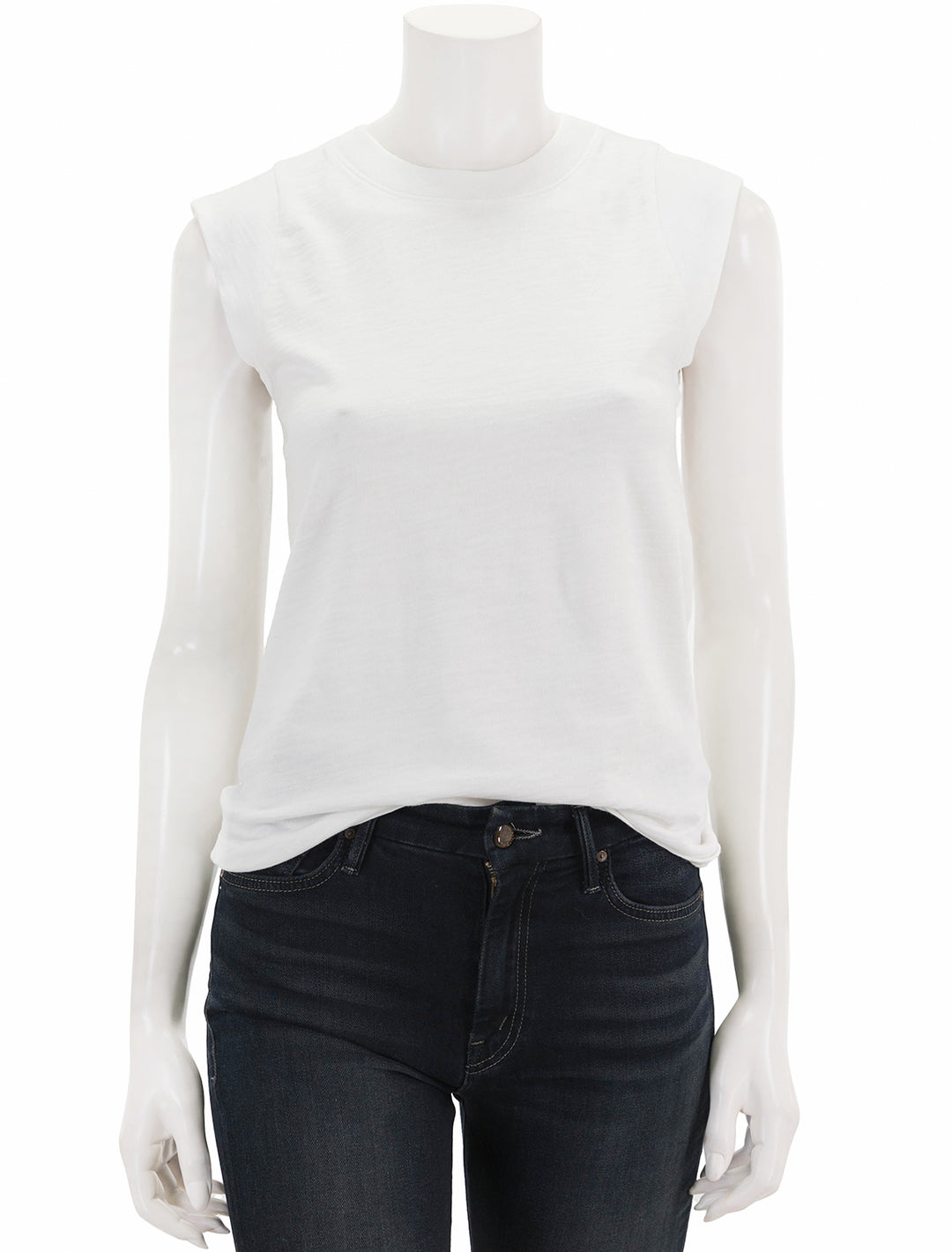 Front view of Nation LTD's patti muscle tank in optic white.