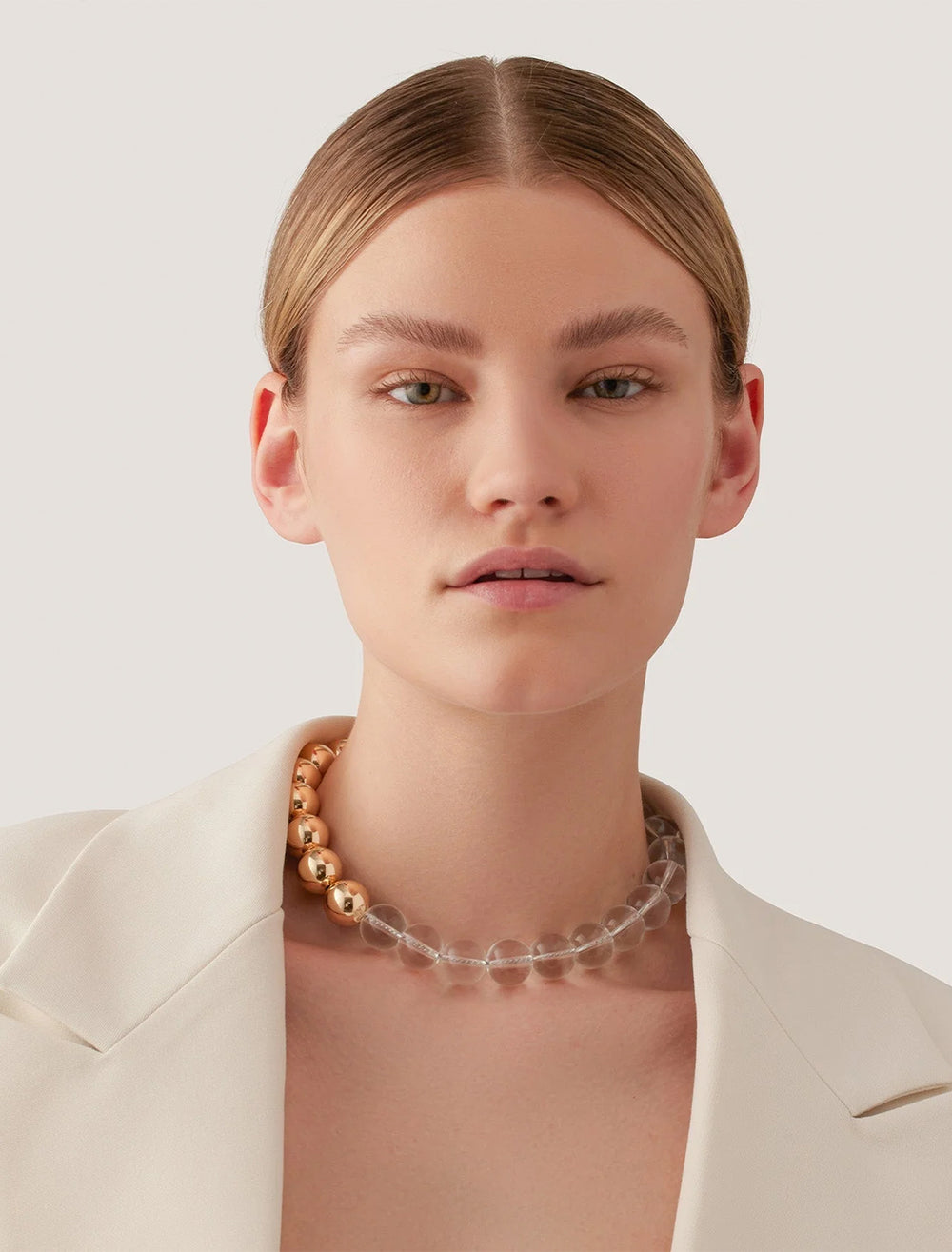 model wearing lyra necklace