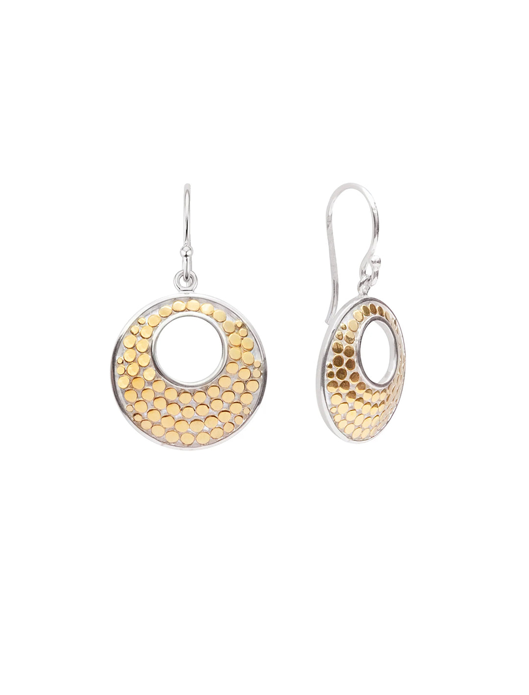 archive bali asymmetric circle earrings in two tone