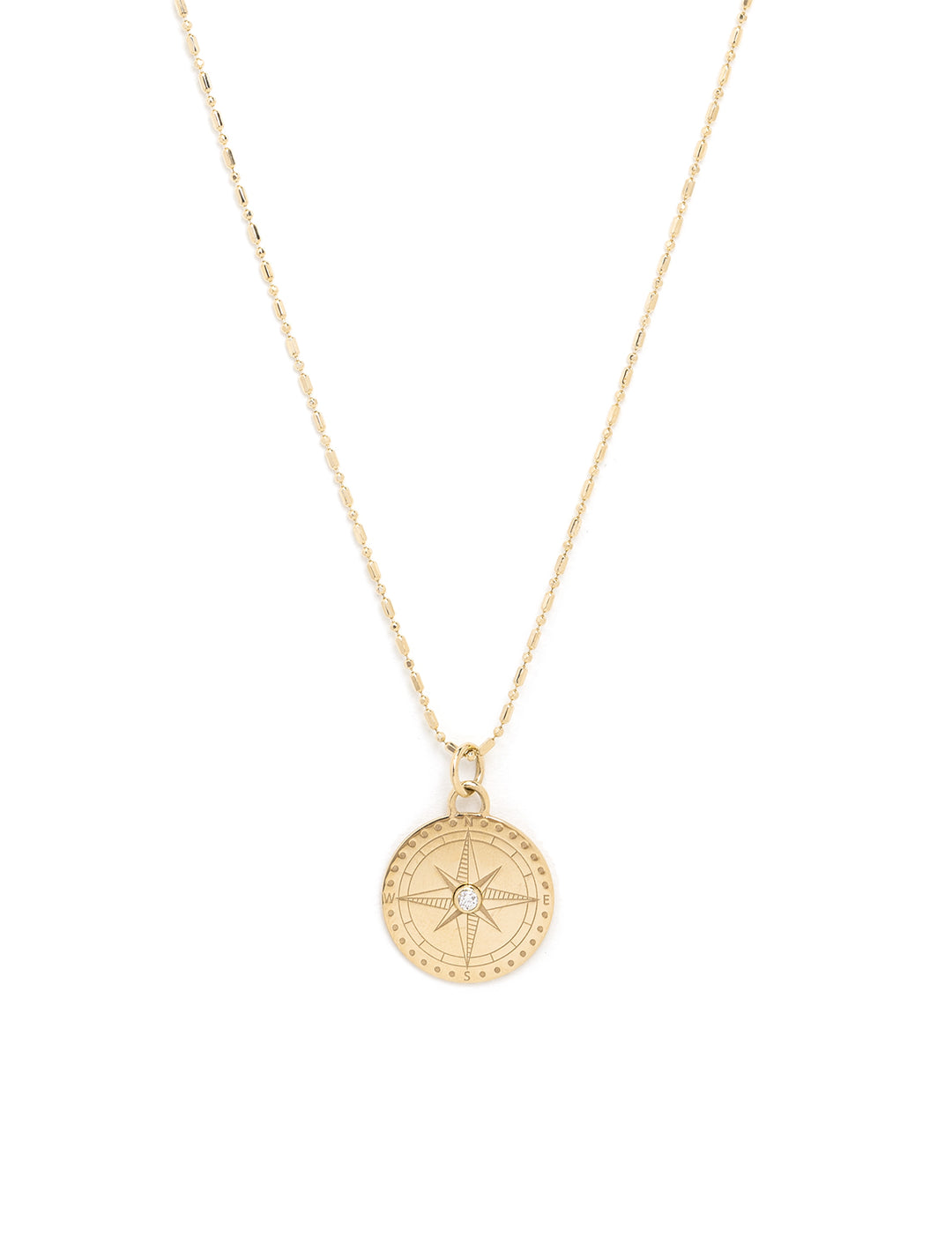 14k small compass necklace | 18"