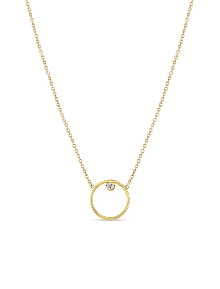 14k circle and diamond necklace | 16-17-18" length