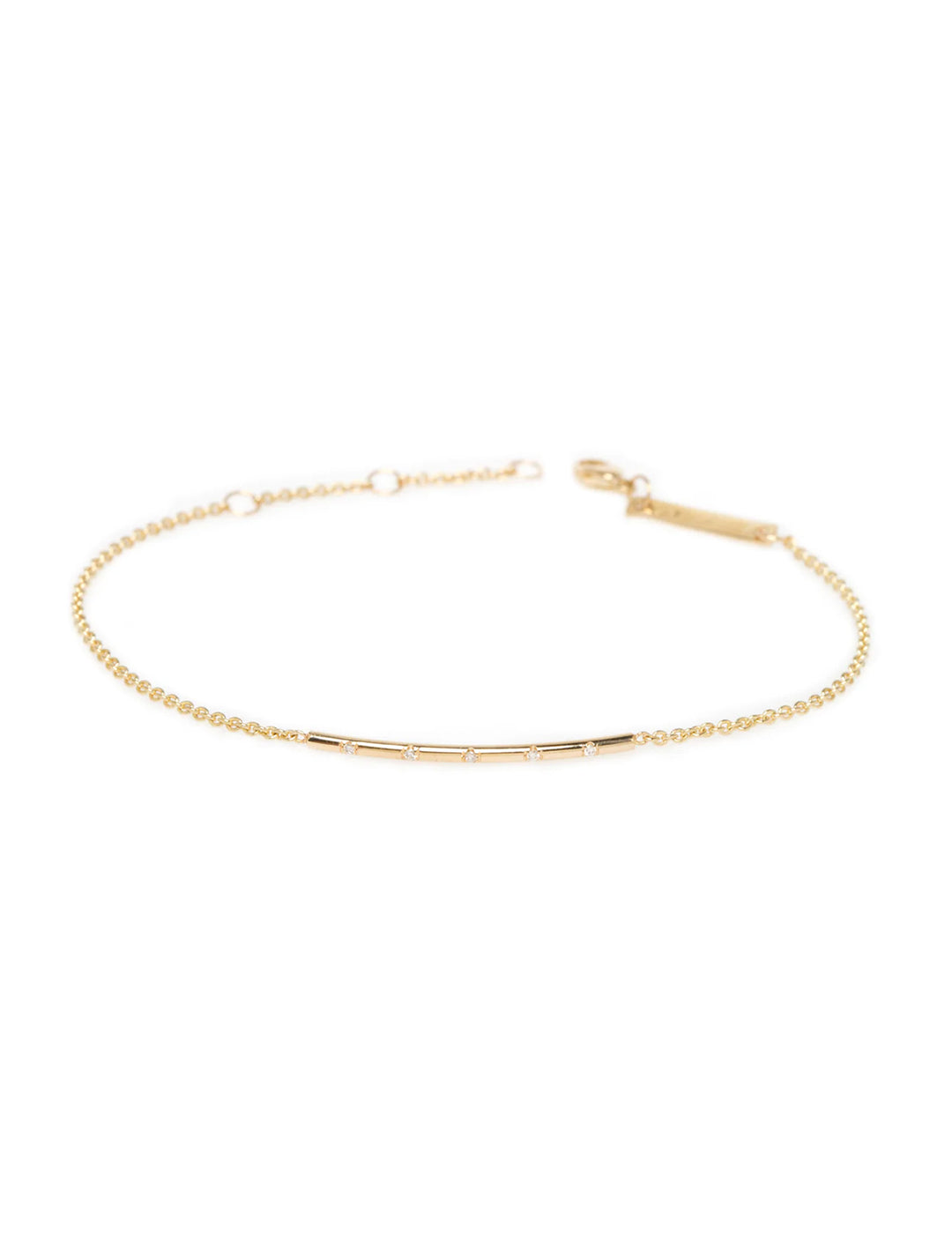 14k 5 sead set diamond bar bracelet