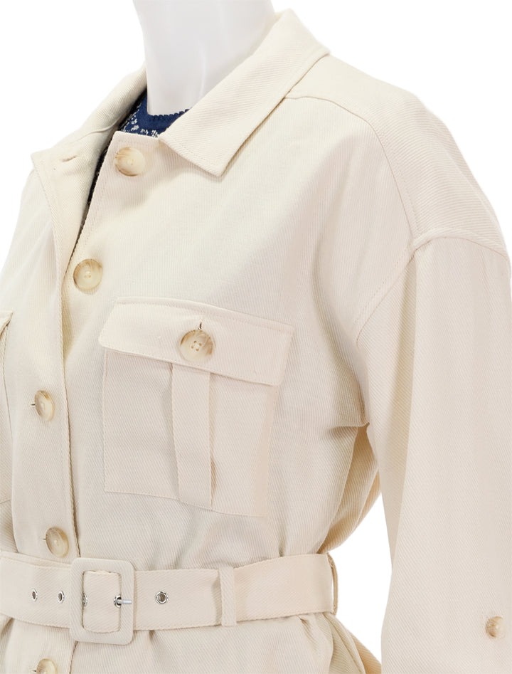 Close-up view of L'agence's voyage safari jacket in bone.