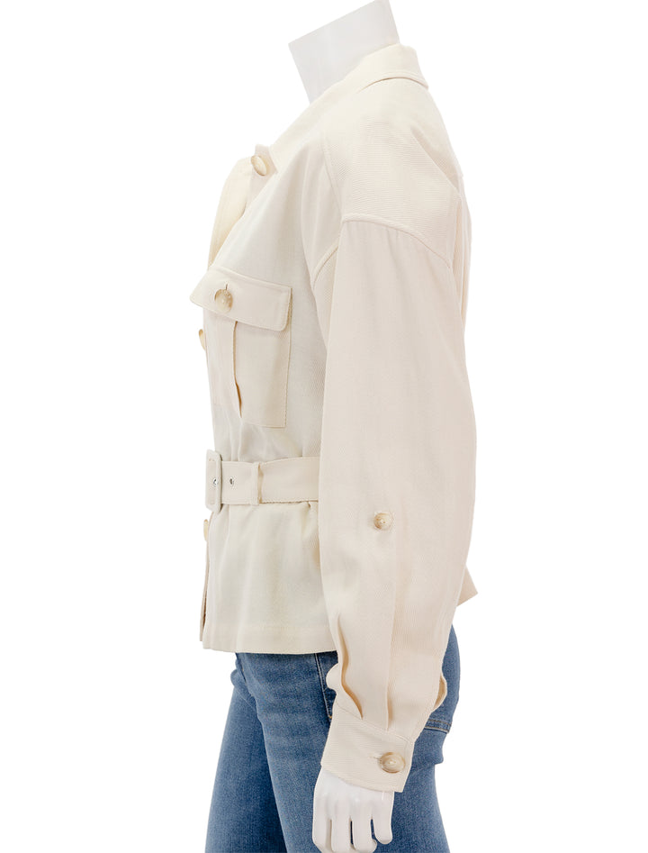 Side view of L'agence's voyage safari jacket in bone.