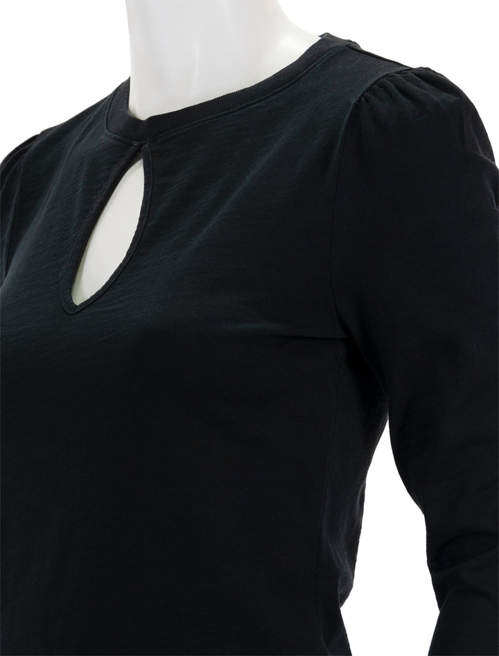Close-up view of Nation LTD's dania tee with keyhole in black.